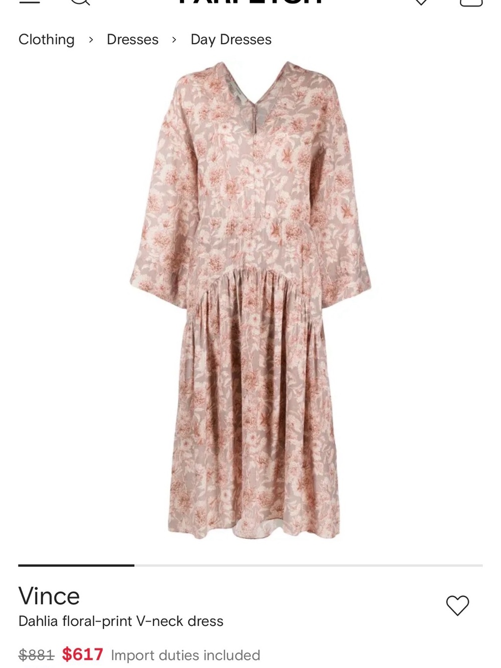 Vince Blush Pink Floral Midi Dress